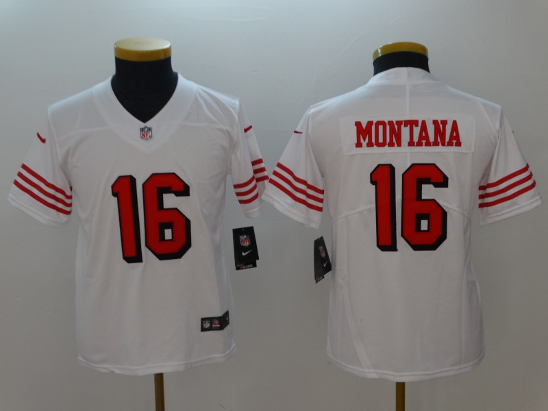 Youth San Francisco 49ers #16 Montana White Color Rush Nike Vapor Untouchable Limited Playe NFL Jerseys->youth nfl jersey->Youth Jersey